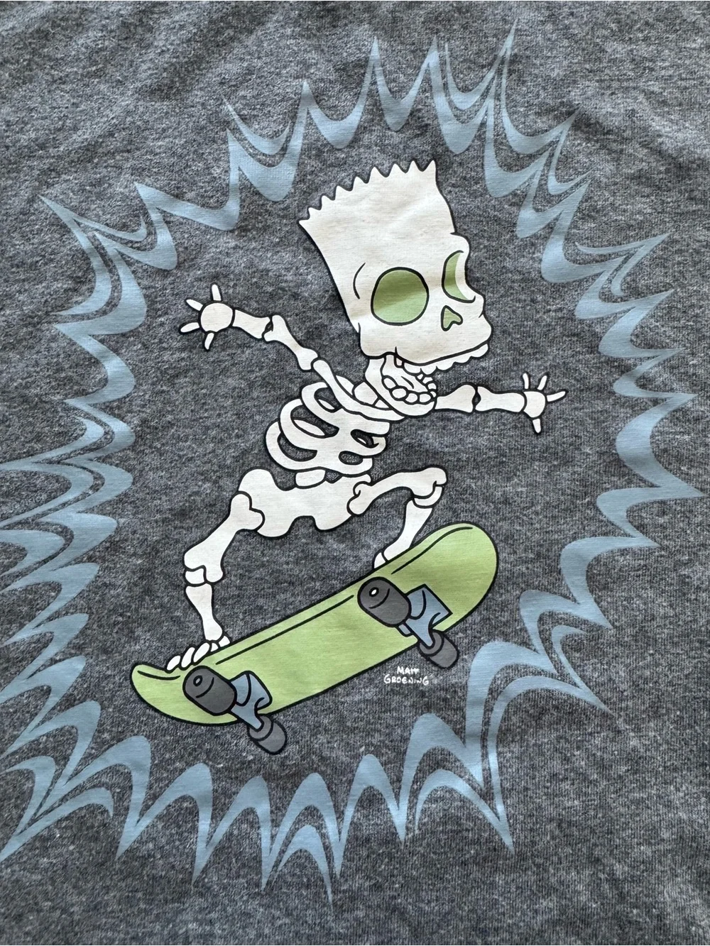 Gap Kids Bart Simpson Skateboard Graphic Tee Gray Boys Size 8